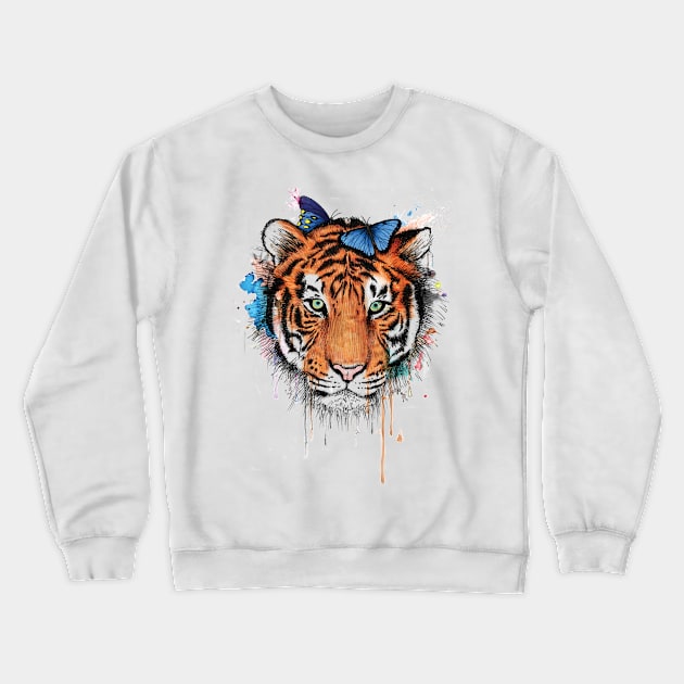 Tiger & Butterfly Crewneck Sweatshirt by EduardoLimon